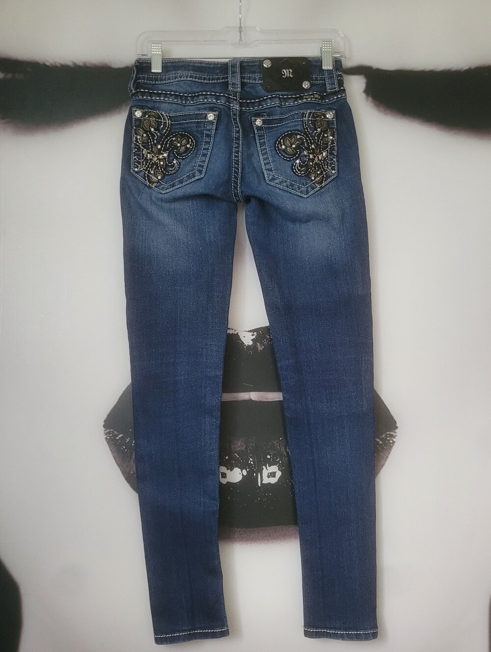 25/31 Miss Me Dark Blue Embellished Boot Cut Jeans